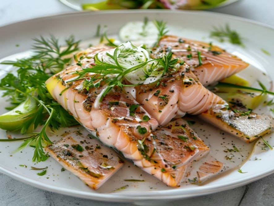 Gerookte forel met venkel-appelsalade