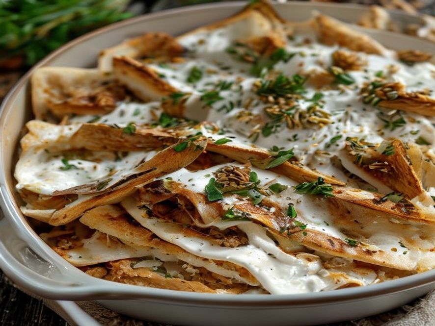 Kip fatteh uit de oven
