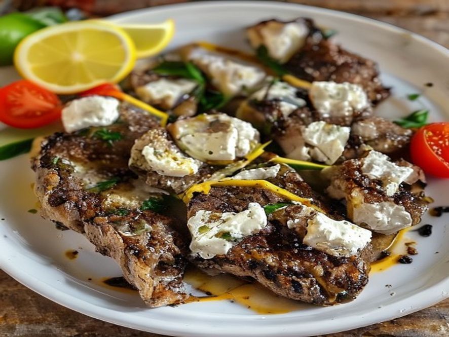 Bifteki: Griekse gevulde hamburger met feta