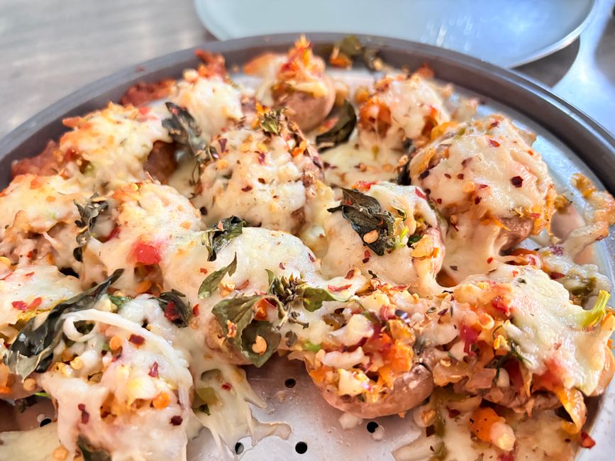 Gevulde portobello met spinazie en mozzarella