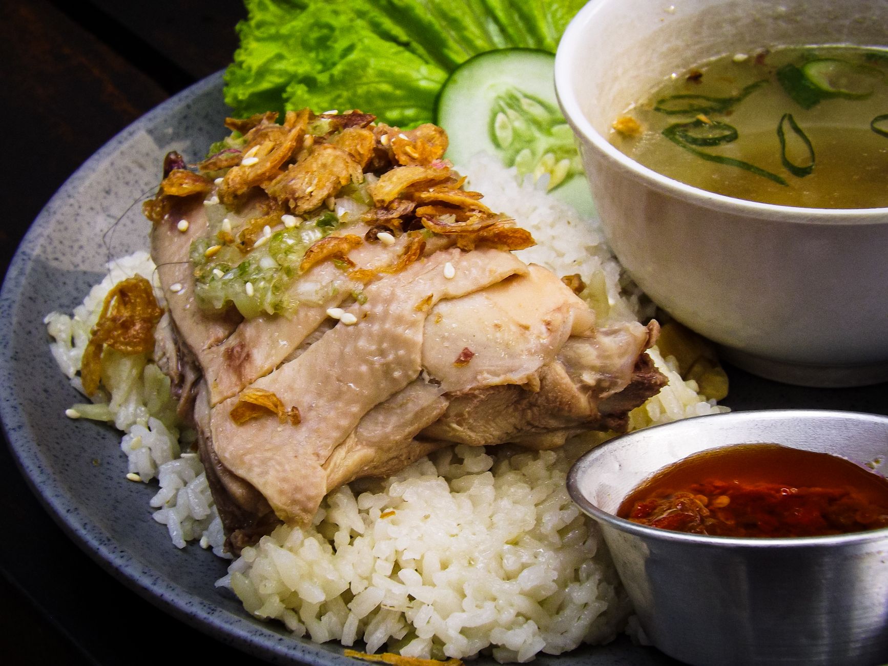 Hainanese kip met rijst
