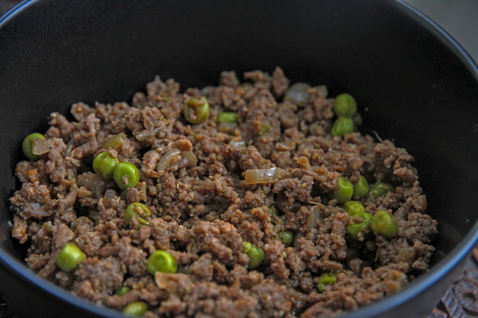Keema matar (gekruid gehakt met erwten)