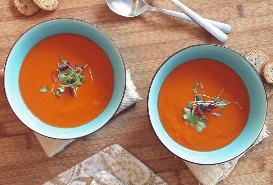 Super simpele paprikasoep met courgette